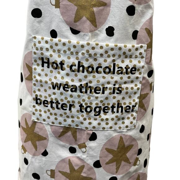 Unbranded Christmas Apron Hot Chocolate Cocoa Bar Pink Gold Black Dots Small - Picture 2 of 5